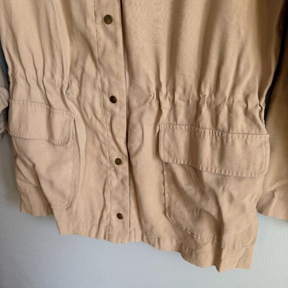Zara Basic Beige Womens Jacket Drawstring Waist Utility Pockets Small - Picture 5 of 14